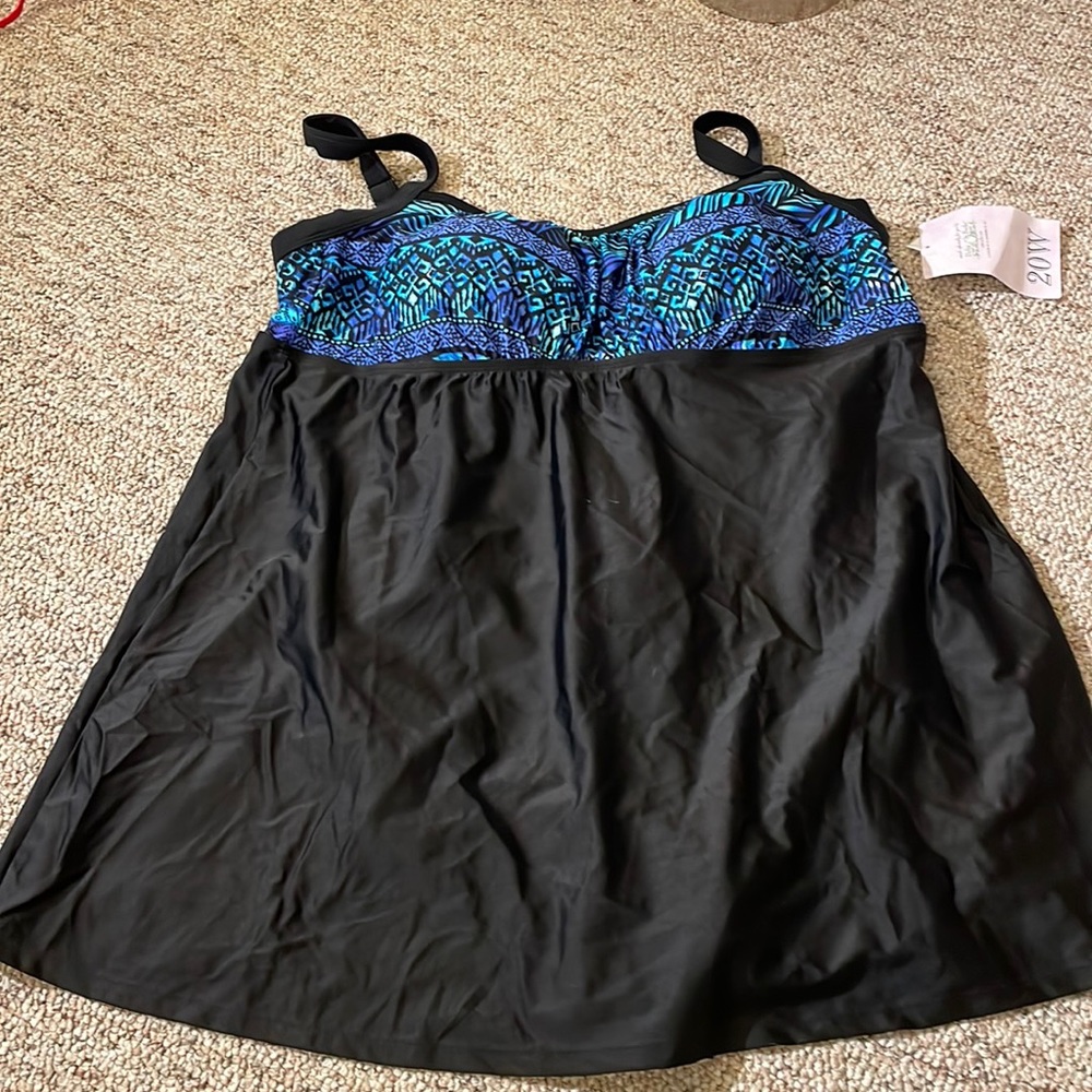 Delta Burke push up one- piece swim Dress Size : 20W in blue and black